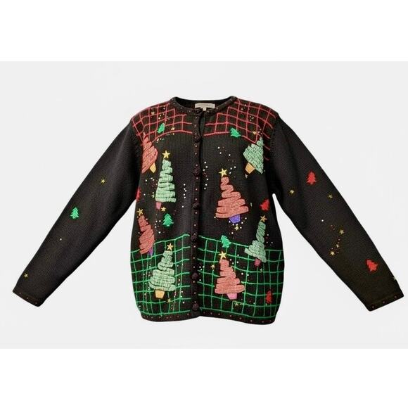 Designers Originals Ugly Christmas Sweater Womens 2X Beaded Cottagecore Grandma - Picture 1 of 15